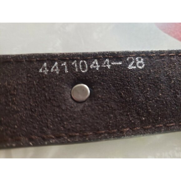 Nocona Western Genuine Leather Brown Belt Silver Buckle Embellishments Sz 28 - Picture 8 of 8